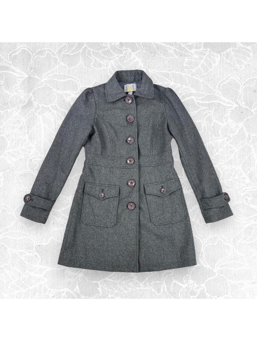 Y2K Forever 21 Grey Wool Blend Tailored Winter Trench Coat - M